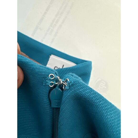 Cabi Women's A-Line Mini Skirt Slit Pockets Career Turquoise Blue Size 10 - Picture 6 of 8